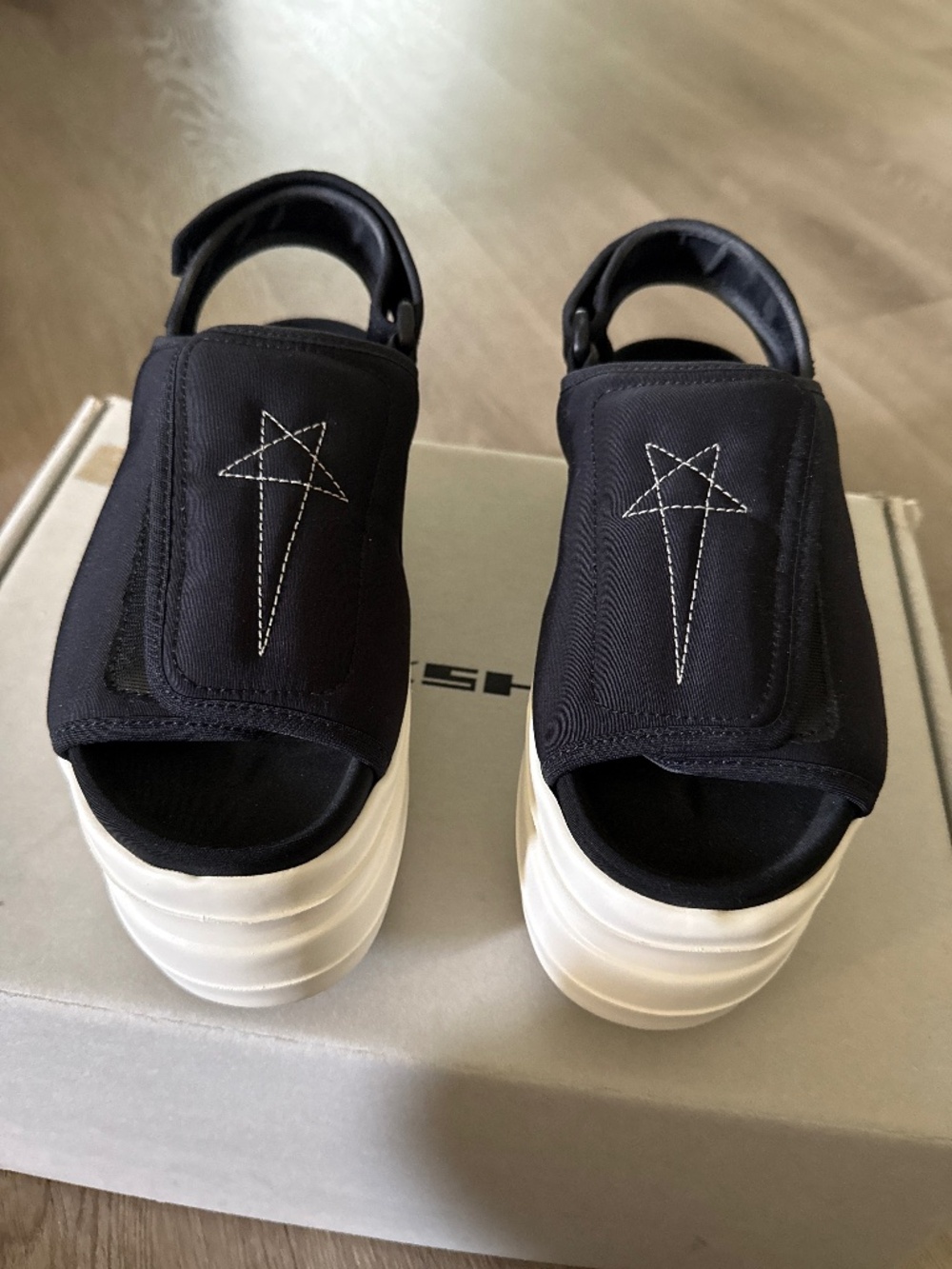 Rick Owen black platform sandals